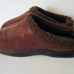 Mens Brown Indoor Bedroom Slippers by Dearfoams Size L 11-12 Machine Washable